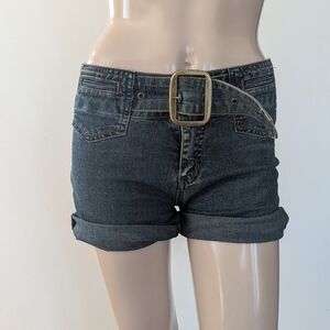 Stylish Dark Blue Women's Denim Shorts with Belt